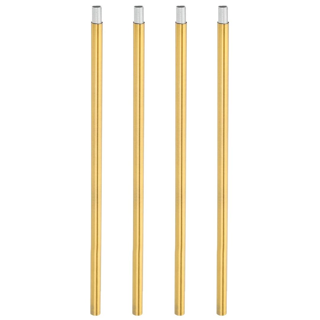 PATIKIL Threaded Extension Rod, 4 Sets 12" M10 x 1mm Fine Thread Lamp Pipe with Lamp Pipe Nipples for Pendant Light Island Lighting Chandeliers Stems, Dark Gold