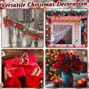 78 Pcs Red Rose Valentine's Day Tree Decoration Set Include Faux Rose Velvet Bows Berries Picks Pearl Garland Velvet Christmas Bows Ornaments for Holiday Xmas Tree Home Decoration