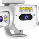 4MP Triple-Lens Outdoor Security Camera, 2.4GHz WiFi Camera for Home, Non-PTZ 180-plus Degrees Coverage, Night Vision, 2-Way Talk, SD/Cloud Storage, Works with Mobile Apps & PCs