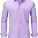 Dress Shirts for Men Big and Tall(XL Big-6XL Big Tall) Button Down Long Sleeve Tuxedo Business Casual Collared Shirt (Purple, XXL)