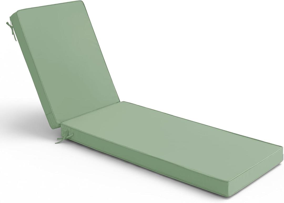Summsun Chaise Lounge Cushions Outdoor - Waterproof and Fade Resistant Sun Lounger Replacement Cushions - Patio Lounger Pads with Removable Cover for Pool, Deck, Lawn, 72 x 21 x 3 Inch, Sage Green, 72" x 21" x 3" | 1 Pack