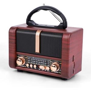 Retro Portable Radio AM FM SW 3 Band,USB Charging, Shortwave Radio with Bluetooth Speaker,TF Card (Brown)