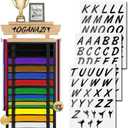 12 Belts Karate Belt Display Rack with Personalized Stickers, Taekwondo Belt Display Holder with Bamboo Trophy Rack, Felt Martial Arts Belts Display Holder for Taekwondo Karate BJJ Gifts