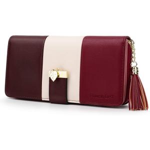 RFID Wallets for Women with Multiple Card Slots and Cellphone Compartment, womens wallet (red)