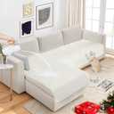 NAISI Couch Covers for Dogs Waterproof Flannel Striped Sofa Cover Pet Friendly Washable Dog Mat for Couch Anti Slip Sectional Sofa Slipcover Protector(2pcs/35"x63"+35"x70",Cream)