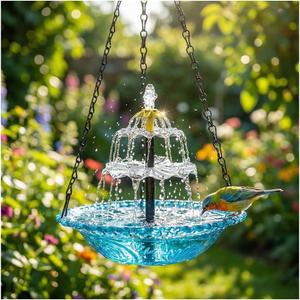 2026 Hanging Solar Bird Bath Fountain,3 Layers Hanging Bird Bath for Outside with Solar Fountain,Flowing Water Solar Pump & Plastic Bowl, for Outdoor, Gardens