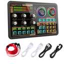 Sound Board for Beginners, Audio Mixer with Voice Changer, External Sound Card with Earphone for Phone, Mic, Karaoke, Streaming, Recording, Gaming, Podcasting