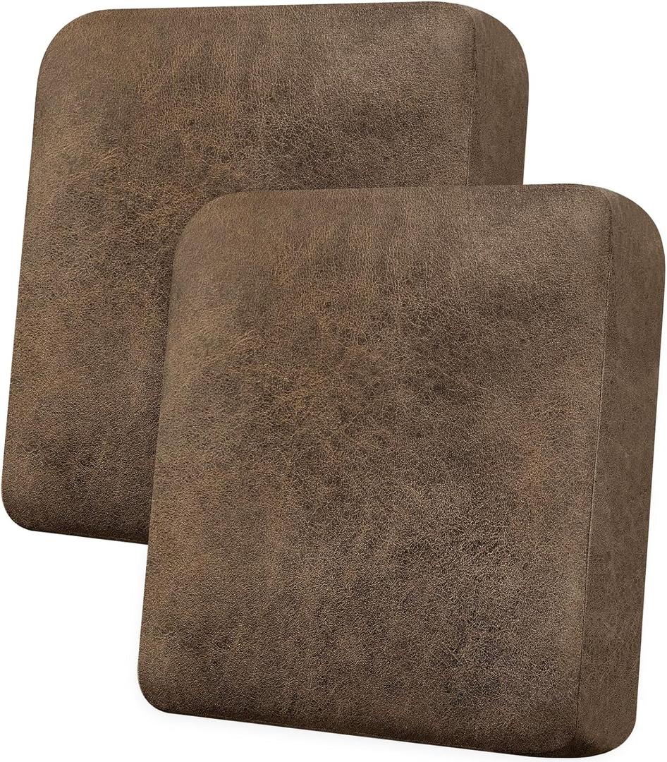 Loveseat Cushion Covers Leather-Look 2PC Stretch Love Seat Slipcover Sets for Living Room Individual Couch Seat Protector, Pet-Friendly, Non-Slip, Easy Fit - Light Brown