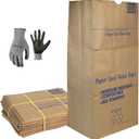 30 Gallon Lawn & Leaf 2-Ply Heavy-Duty Yard Waste Compost Refuse Paper Bags with Necessia Gardening Gloves, Eco-Friendly, Tear Resistant, Self Standing, Biodegredable, Made in USA, 30 Count