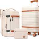 Luggage Sets 3 Piece with Spinner Wheels, Lightweight PC Hardside Suitcase with TSA Lock & YKK Zippers, 20 Inch Carry On Luggage with Travel Bag for Men and Women, Beige