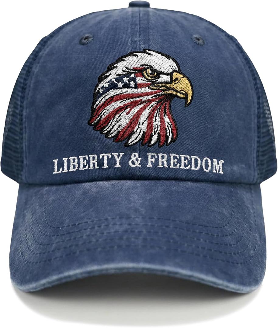 250th Anniversary Embroidered Eagle Hat for Men and Women Vintage Adjustable Baseball Cap Patriotic USA Hats (Blue)
