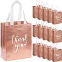 Sweetude 30 Pcs Thank You Gift Bags with Handles Bulk Reusable Goodie Bag Non Woven Foldable Handbag for Christmas Wedding Bridesmaid Gifts(10 x 8 x 4 Inch,Rose Gold)