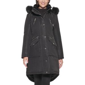 GUESS Women's Guess Women's Long Anorak Coat (Black, M)