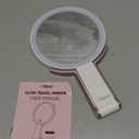 LitBear Travel Makeup Mirror with Lights, Rechargeable Double-Sided 10X/1X Magnifying Mirror, Portable Lighted Beauty Mirror, 3 Color Lighting, Dimmable Touch Screen, Tabletop Handhold Hanging (White) (Rose Gold)