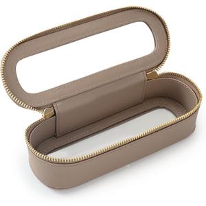 Aveniee Slim Clear Makeup Brush Bag, Small Cosmetic Brush Holder, Mini Toiletry Bag Travel Case for Women, Thin Make up Bags with Dual Zipper, Cute Travel Essentials Bag Organize - Taupe