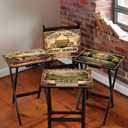 Cape Craftsmen Wine Label Classic TV Trays Table | Set of 4 | Rectangular Folding Couch Trays | Easy Storage Decorative Portabe Serving Tables for Home Activities (Wine Label)