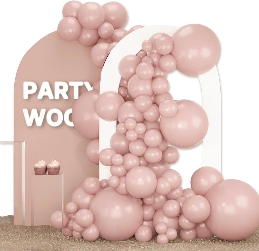 PartyWoo Dusty Pink Balloons 120pcs Different Sizes of 18 12 10 5 Inch Boho Blush Lilac Pink Balloon Arch Kit Garland for Princess Birthday Baby Shower Graduation Party Decorations Pink-F54