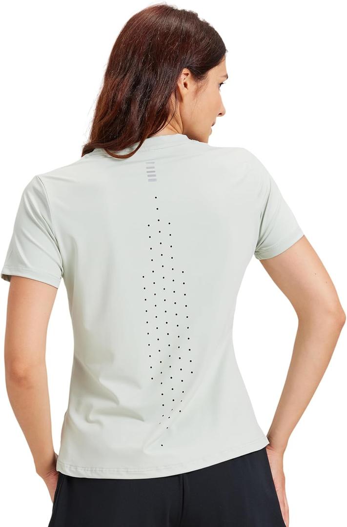 Yoga Women Short Sleeve T-Shirts UPF 30+ Sun Protection Quick Dry Athletic Running Workout Tops Ultra-Soft (XXL)