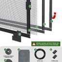 2 x Paramondo DIY Magnetic Window Screen, Durable Black Frames with Gray Fiberglass Mesh, 39” x 59” Adjustable No Drilling Cut-to-Fit Screens for House Windows