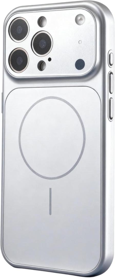 Designed Magnetic Series for iPhone 17 Pro Max Case,[Compatible with MagSafe][Tempered Glass Camera Lens Protection],Luxury Matte Military Grade Drop Protective Hard PC Shockproof Cover, Silver