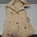 CREATMO US Women's Trench Coat Double-Breasted Classic Lapel Overcoat Belted Slim Outerwear Coat with Detachable Hood (Large, Khaki)