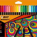 BIC Intensity Felt Tip Pens, Vibrant Colouring Pens, School Supplies for Kids or Adults, 24 Pack