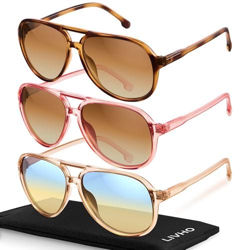 livho Trendy Polarized Aviator Sunglasses Women Men, Retro Sun Glasses for Women Men 2025, Oversized UV Protection Shades