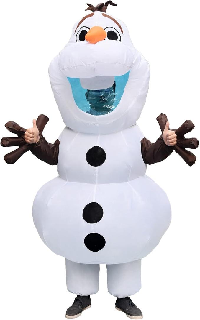 Inflatable Olaf Costume Adult Size Men Women Blow Up Snowman Fancy Dress for Halloween Party, Large, White, DB5858