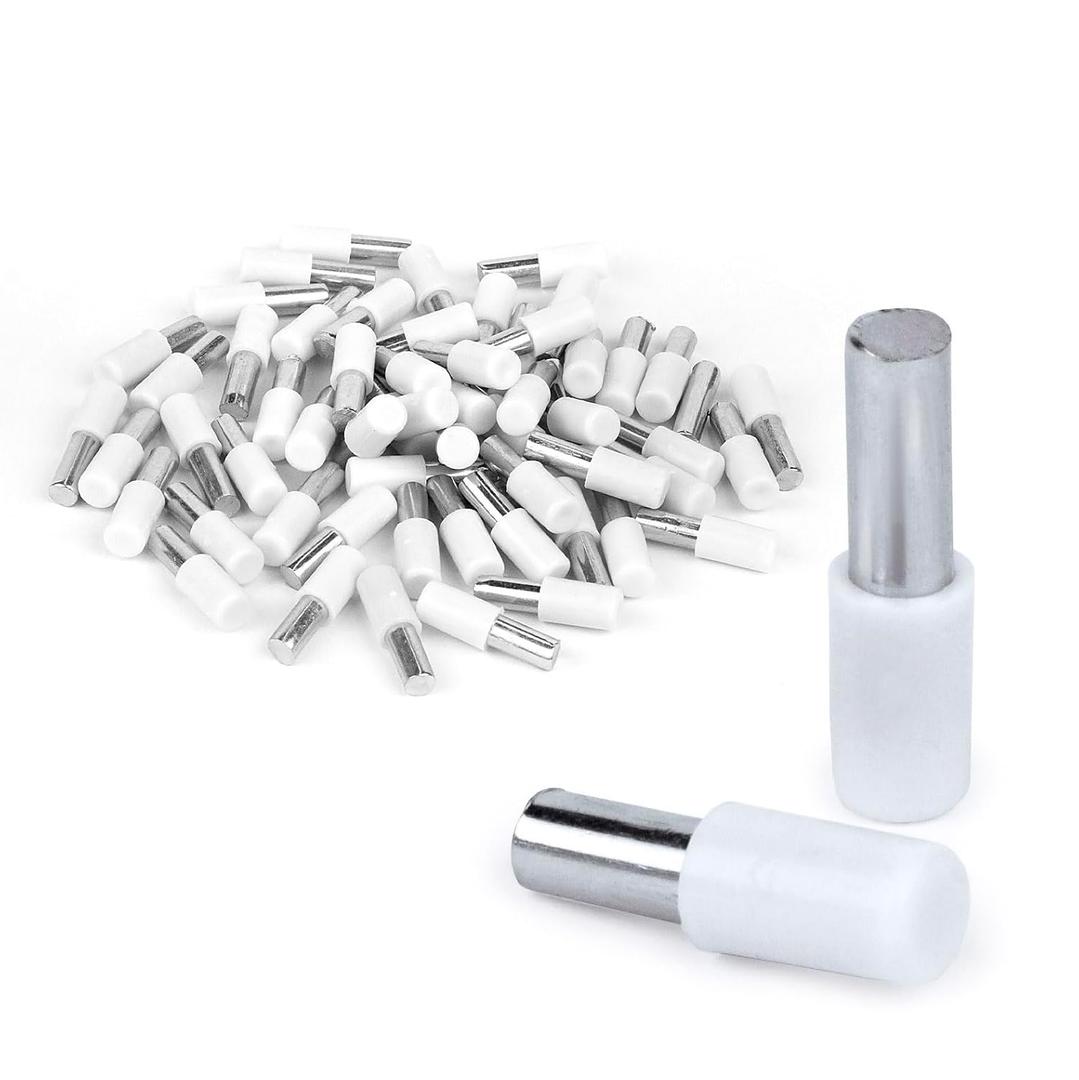 100 Pcs Shelf Pins 5mm Diameter 21mm Length | Shelf Support Pegs with Sleeve for Cabinet Furniture Shelves Bracket | Based in USA