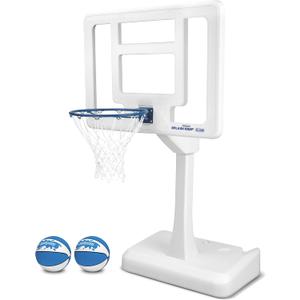 GoSports Splash Hoop Elite - Adjustable Height or Fixed Post - Pool Hoop Basketball Game with Water Weighted Base, Regulation Steel Rim and 2 Pool Basketballs (One Size)