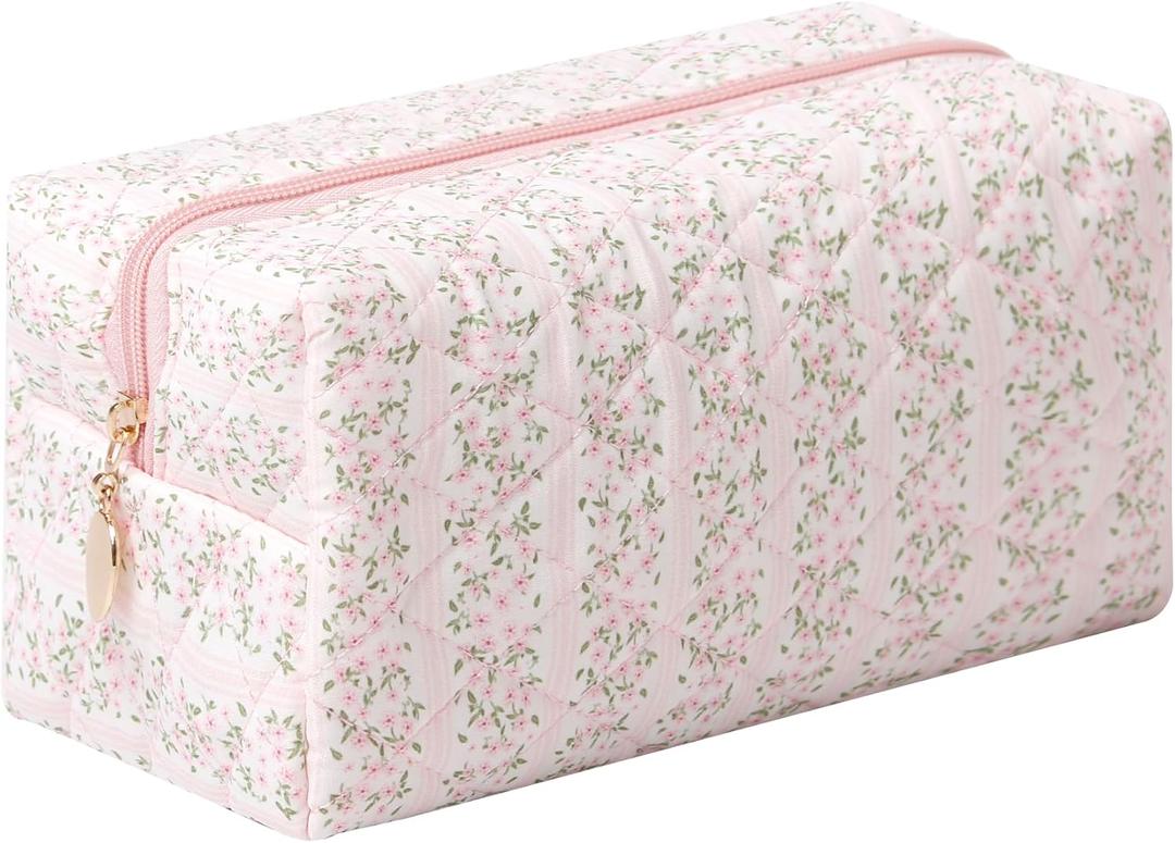 Pencil Case Floral Cute Pencil Case Student Pen Pouch Makeup Pouch Cute Flower Office College Cosmetic Makeup Bag Organizer Large (pink)