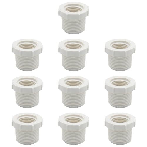 Fitvell 3/4" NPT Male x 1/2" NPT Female Threaded Reducer Bushing for PVC Pipe Fitting (Pack of 10)