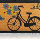 Bicycle - 17"x29" - Coir Door Mat with Heavy Duty Backing - Welcome Mats for Entryway, Porch - Anti-Slip PVC & Coconut Fiber Surface - Natural Home Accessories, Minimalist Original Design