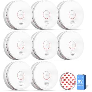 SITERWELL Smoke Detector, 10 Year Product Life Fire Alarm with Magnetic Fastening Kit, Smoke Alarm with Photoelectric Sensor and Low Battery Warning Function for House, ETL-9th Listed, GS509A, 8 Pack