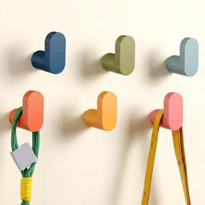 6 Pcs Wood Coat Hook Cute Kids Wall Hooks Colorful Wall Mounted Hangers Backpack Hook Rack for Hanging Hat Keys Clothes for Girl Classroom Home Kitchen Bathroom Playroom Nursery Decor(Small,Morandi)
