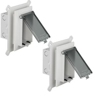 2Pcs Recessed Outlet Box, DBVS1C-1 Low Profile Electrical Boxes, Wall Plate Kit for New Vinyl Siding, Duplex & Decorator Style Covers,1-Gang, Vertical, Clear