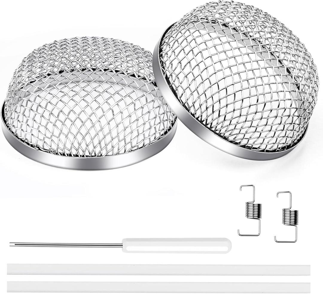 SheeChung RV Furnace Vent Screen, 2 Pack Flying Insect Screen Water Heater Cover for Camper, 2.8 x 1.3 Inch, Stainless Steel Screen with Installation Tool & Silicone Rubber