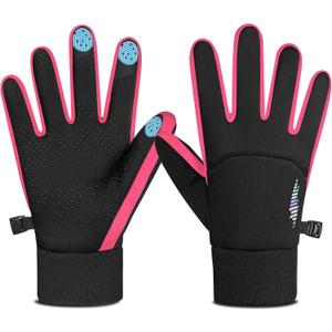 rivmount Kids Warm Winter Gloves Touchscreen Water-Resistant Cycling Running Skiing in Outdoor Cold Weather for Boy Girl (L(8-10 years), Pink)