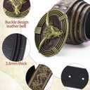 PARTTELY Western Cowboy Belts for Men Women, Western Belt with Bull Buckle, Country Belt Cowboy Leather Belt for Jeans