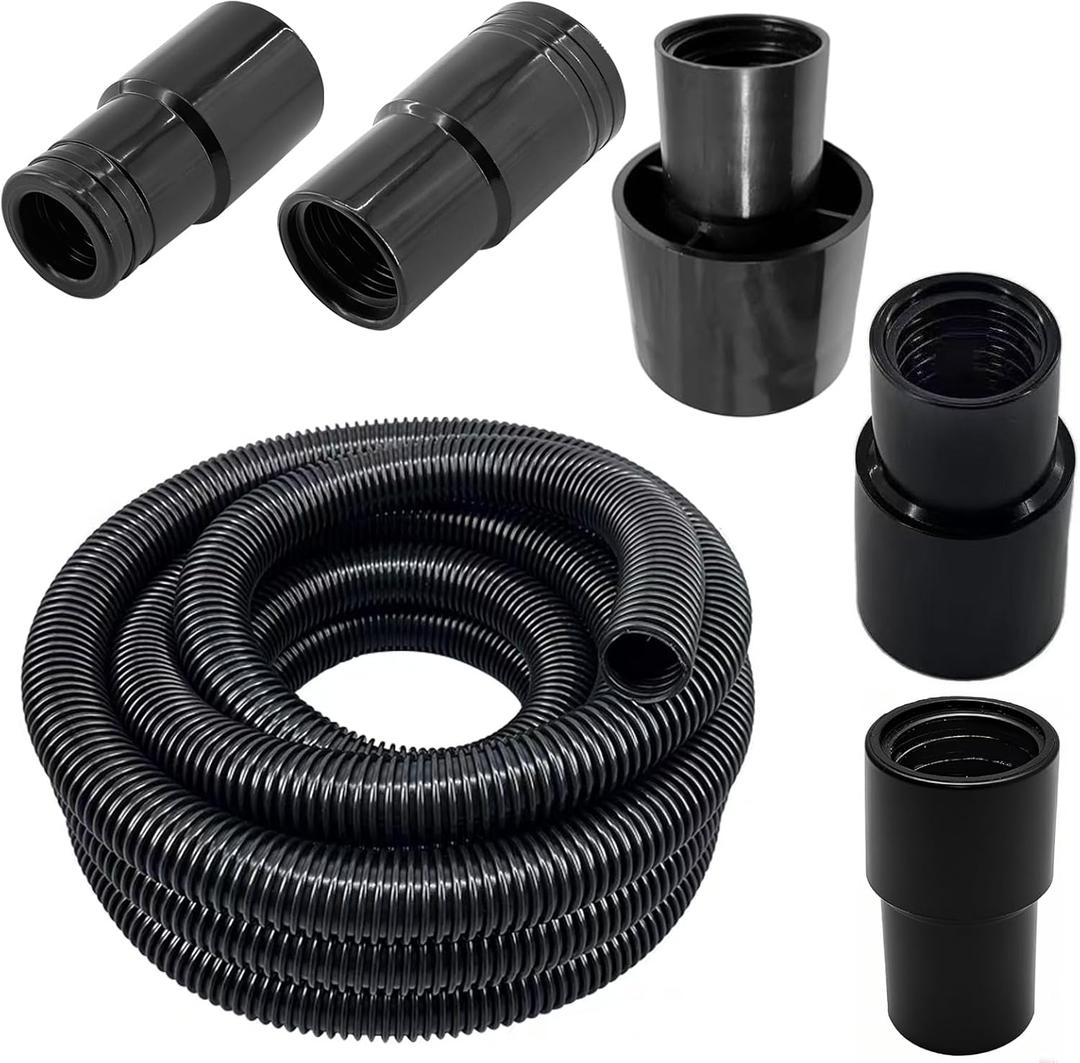 Shop Vacuum Dust Collection Hose Kit,12 Ft Dust Power Tools Hose Kit with 5 Fittings/Attachments for Shop Vacuums,Workshop, Wet/Dry, Fits Multiple Types/Brands of Woodworking Power Tools