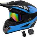 Youth Dirt Bike Helmets DOT Approved Fashion Kids Motocross, ATV, Off-Road, Four Wheelers, BMX Motorcycle Bike Helmets (Goggles Gloves Faceshield) (Medium, YS-Blue)