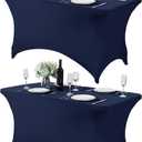 2Pack Spandex Table Cover for 4FT or 6ft or 9ft Table Universal Fitted Stretch Tablecloth for Party, Banquet, Wedding and Events-Navy