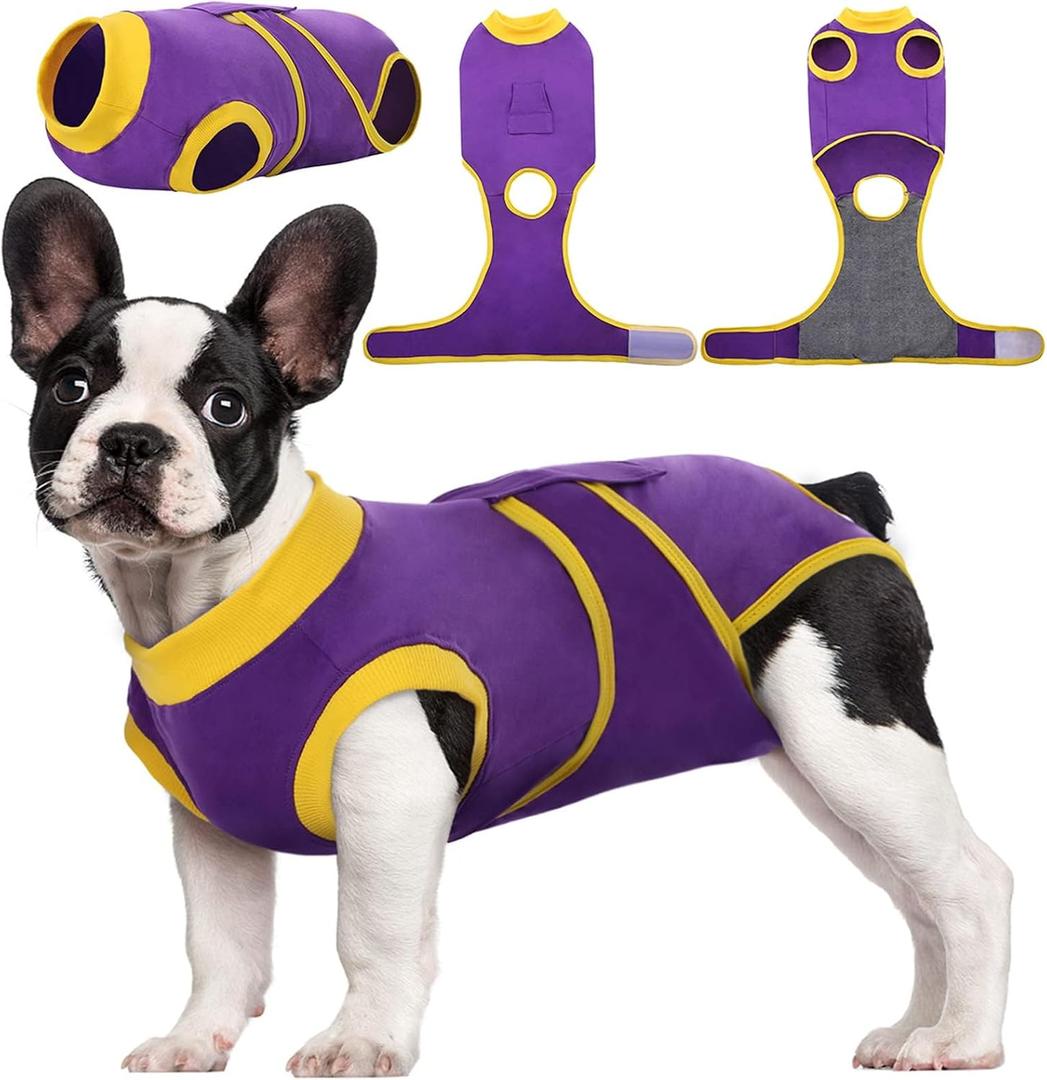Kuoser Recovery Suit for Dogs Cats After Surgery, Professional Pet Recovery Shirt Dog Abdominal Wounds Bandages, Substitute E-Collar & Cone,Prevent Licking Dog Onesies Pet Surgery Recovery Suit (Medium (Back:13.4-16.1'', Weight:14-25 LB))