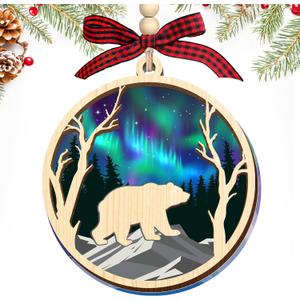 HEXMOZ Bear Ornaments for Christmas Tree - Bear Gifts for Women, Men, Bears Lovers - Bears Christmas Ornament, Animal Gift Ideas - Night Themed Xmas Ornaments Decoration 2025