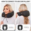 Travel Pillow, Best Memory Foam Neck Pillow Head Support Soft Pillow for Sleeping Rest, Airplane Car & Home Use (Black-E)