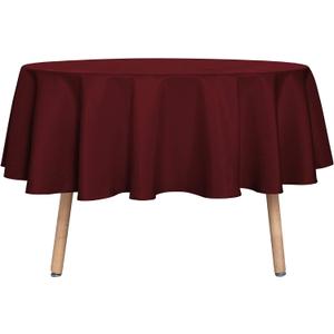 sancua Round Tablecloth - 60 Inch - Water Resistant Spill Proof Washable Polyester Table Cloth Decorative Fabric Table Cover for Dining Tables, Buffet Parties and Camping, Burgundy