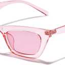 VANLINKER Small Trendy Skinny Cat Eye Sunglasses Women Retro Tiny Square Shade VL9555 (C111 Pink Frame/Pink Lens)