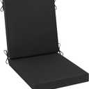 AAAAAcessories Outdoor Seat Cushions for Chairs, Waterproof, Fade-Resistant Patio Furniture Replacement Cushions, 20" x 20" x 3" + 20" x 24" x 3", Black (20x20-24'' High Back-1 Count)