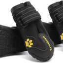 Truelove Dog Boots,Waterproof Pet Shoes with Reflective Straps for Paw Protectors Small Medium Large Dog Summer Winter Snow Outdoor Walking (Size 8: 3.54"x2.95" (L*W) (Pack of 4), Black)