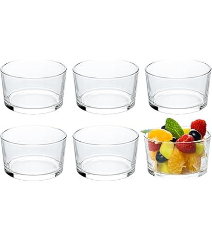 Small Glass Bowls Ice Cream Cup Mousse Cup, Transparent Glass Dessert Tray DIY Round Shaped Pudding Cup, Pack of 9